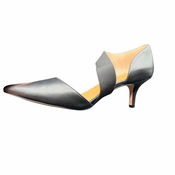 Corso Como Black Leather Kitten Heels Crisscross Strap Pumps 11M - Picture 11 of 12